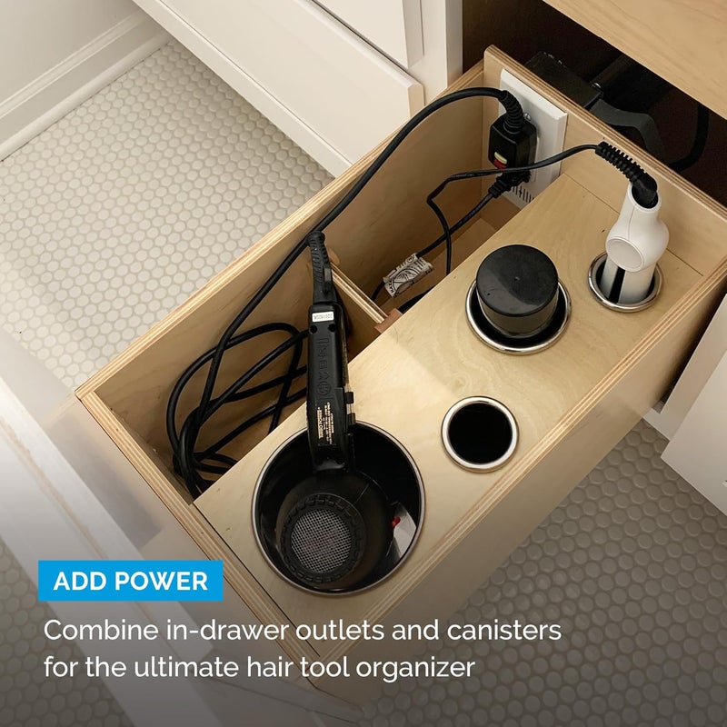 Docking Drawer 5" Stainless Steel Canister for Hot Tools, Capped Design, Safely Stow Styling Tools - Image 5